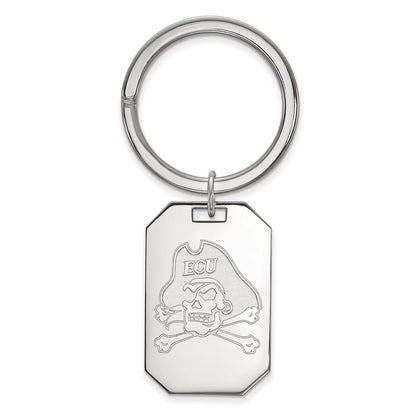 Sterling Silver Rhod-Pltd Logoart East Carolina University Key Ring