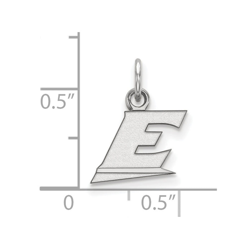 Sterling Silver Rhodium Plated Logoart Eastern Kentucky University Letter E Extra Small Pendant