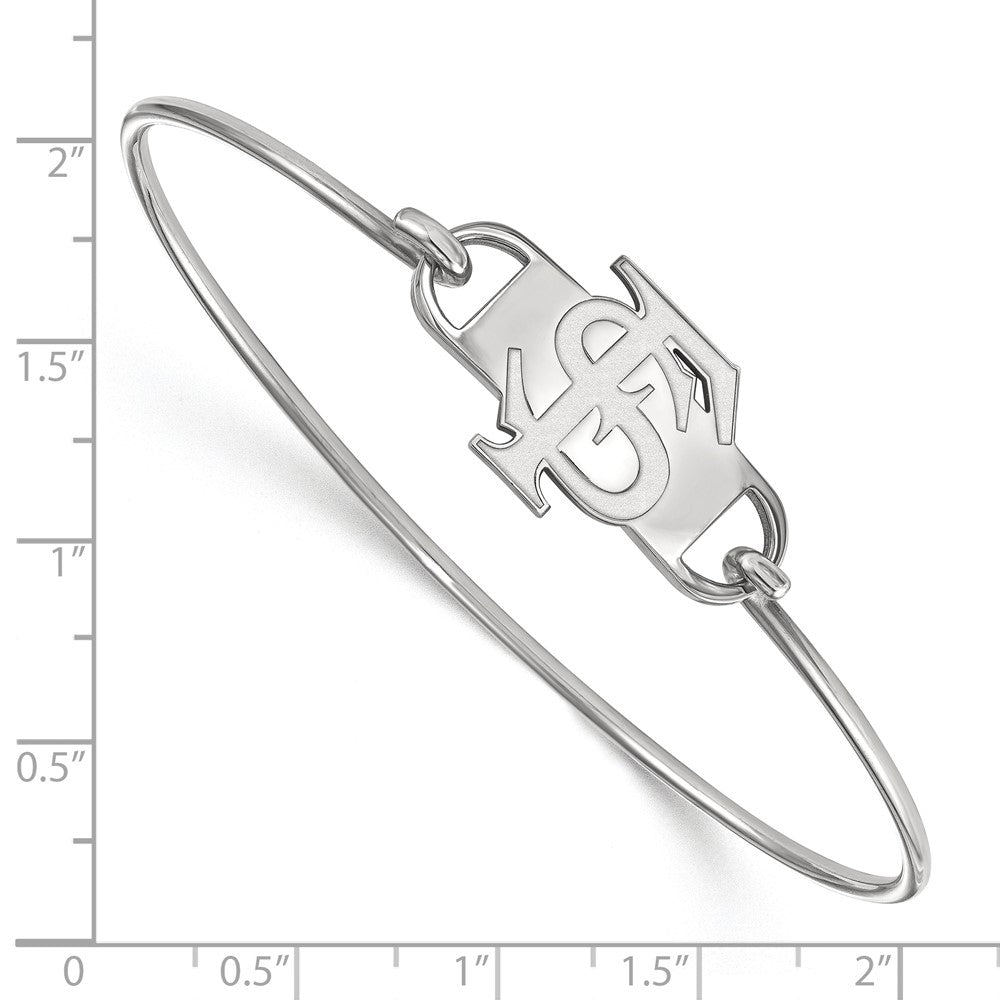 Sterling Silver Rhodium Plated Logoart Florida State University F S Small Center 7 Inch Wire Bangle