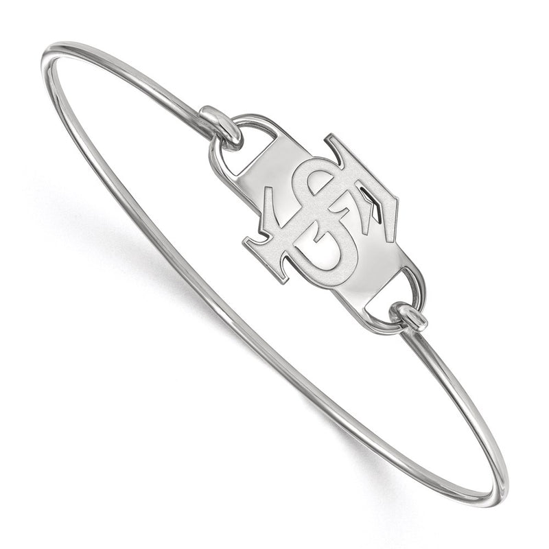 Sterling Silver Rhodium Plated Logoart Florida State University F S Small Center 7 Inch Wire Bangle