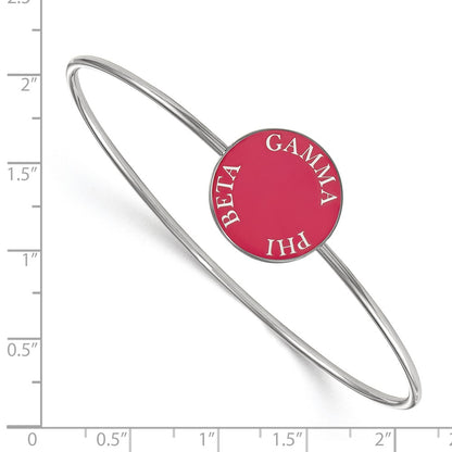 Sterling Silver Rh Plated Logoart Gamma Phi Beta Enameled Slip On Bangle