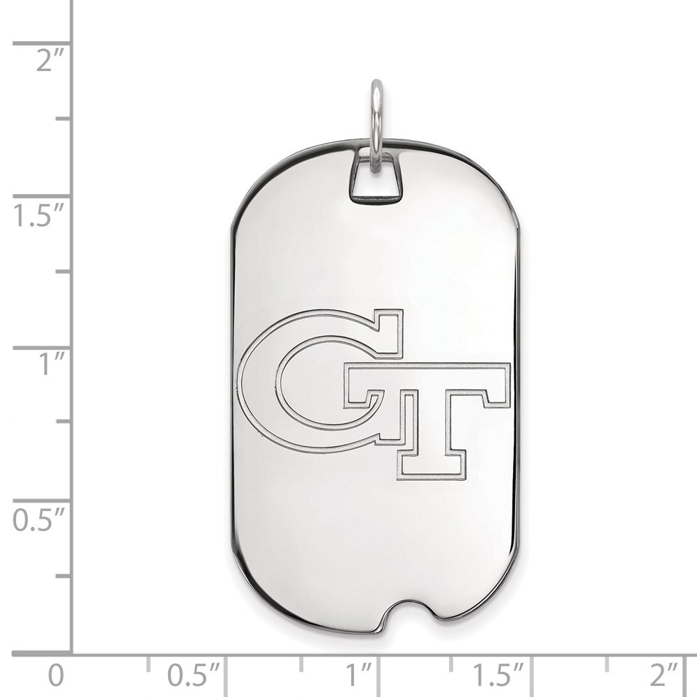 Sterling Silver Rhodium Plated Logoart Georgia Institute Of Technology G T Large Dog Tag Pendant