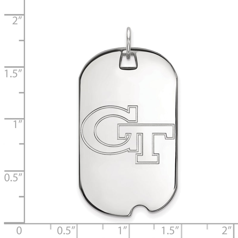 Sterling Silver Rhodium Plated Logoart Georgia Institute Of Technology G T Large Dog Tag Pendant