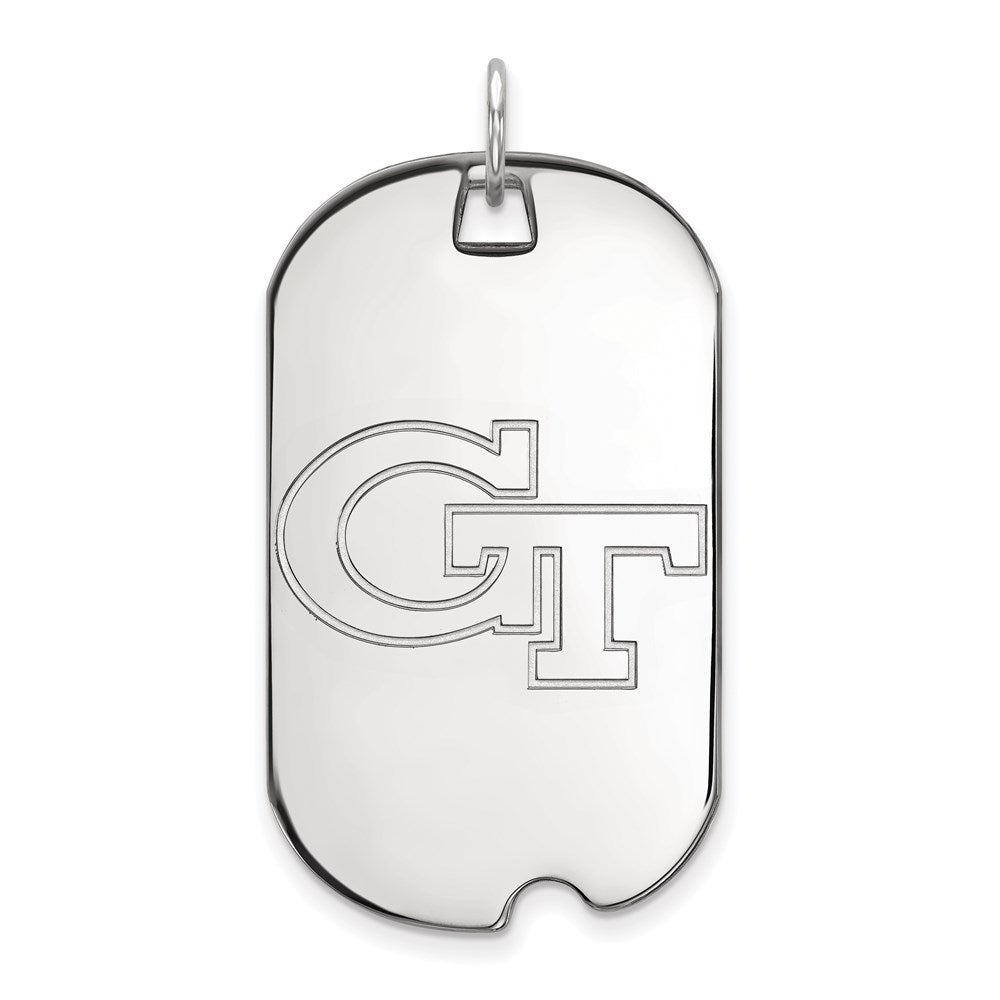 10K White Gold Logoart Georgia Institute Of Technology G T Large Dog Tag Pendant