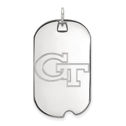 10K White Gold Logoart Georgia Institute Of Technology G T Large Dog Tag Pendant