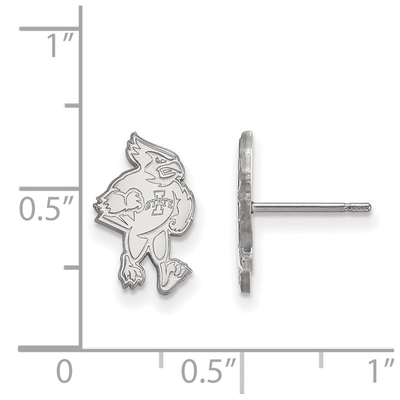 10K White Gold Logoart Iowa State University Cardinal Small Post Earrings