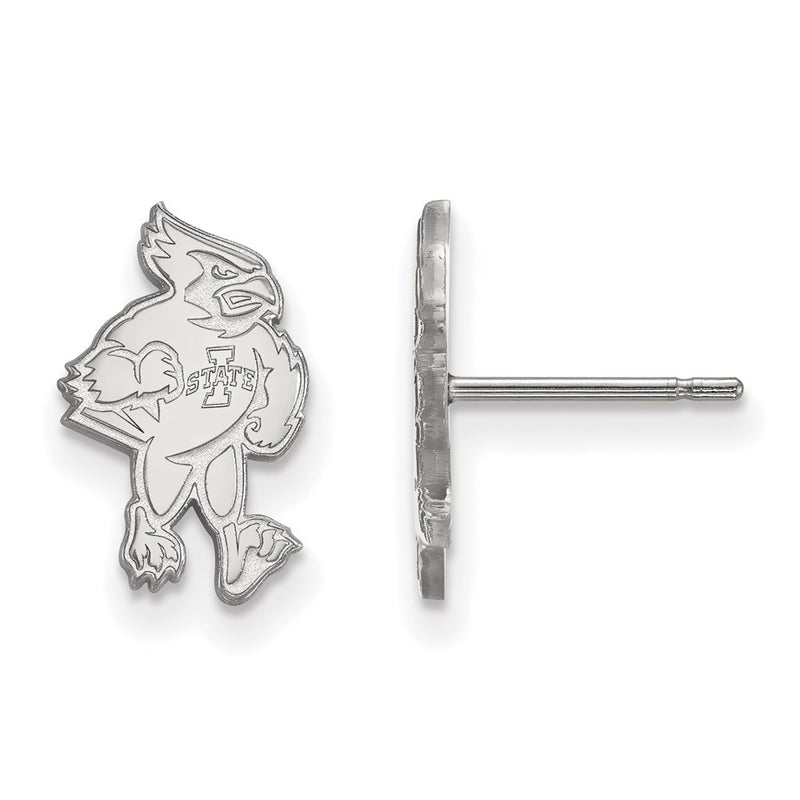 10K White Gold Logoart Iowa State University Cardinal Small Post Earrings