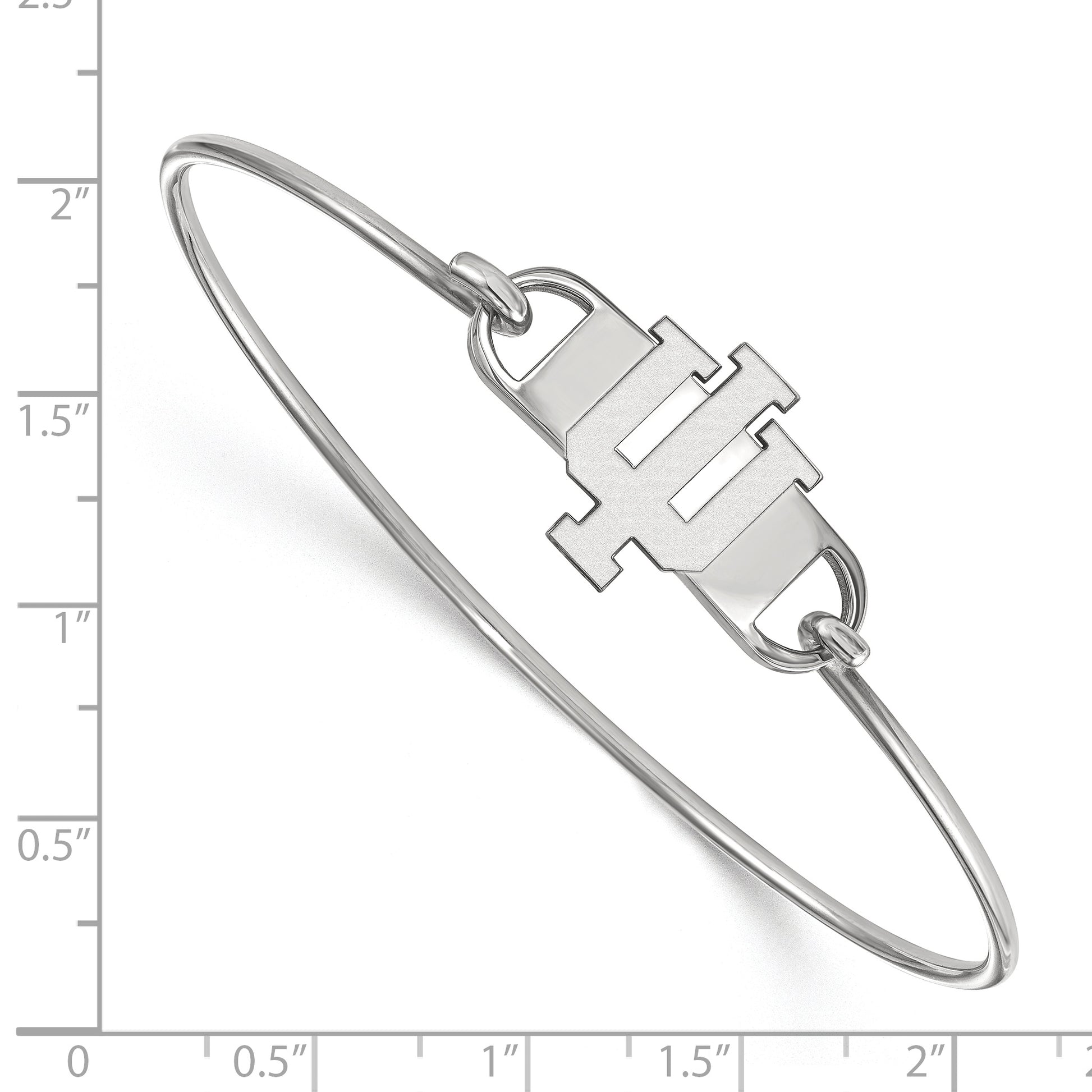 Sterling Silver Rhodium Plated Logoart Indiana University I U Small Center 7 Inch Wire Bangle