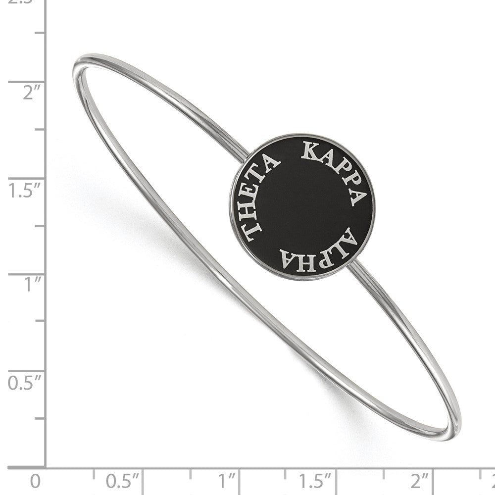 Sterling Silver S. Rh Plated Logoart Kappa Alpha Theta Enameled Slip On Bangle