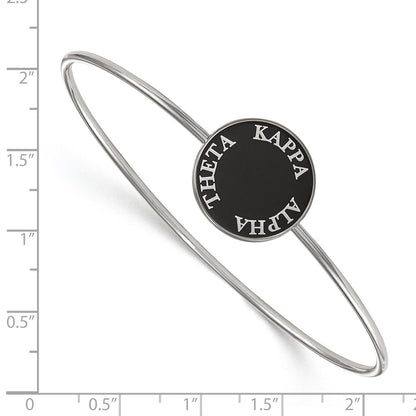 Sterling Silver S. Rh Plated Logoart Kappa Alpha Theta Enameled Slip On Bangle