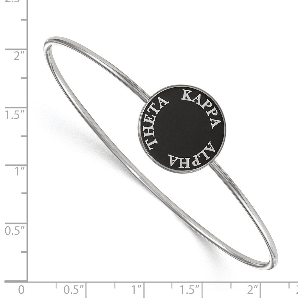 Sterling Silver S. Rh Plated Logoart Kappa Alpha Theta Enameled Slip On Bangle
