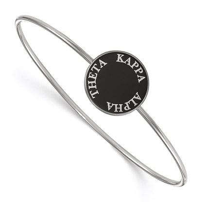 Sterling Silver S. Rh Plated Logoart Kappa Alpha Theta Enameled Slip On Bangle