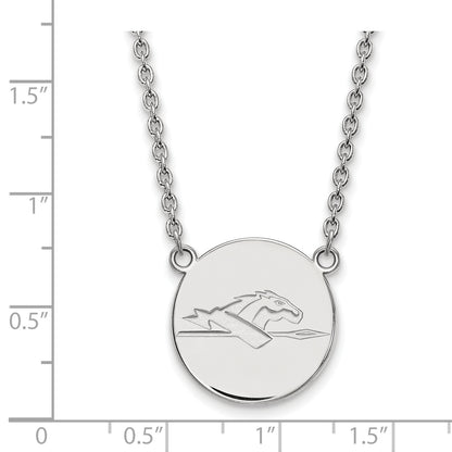 Sterling Silver Rhodium Plated Logoart Longwood University Horse Large Disc Pendant 18 Inch Necklace