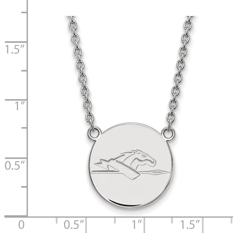Sterling Silver Rhodium Plated Logoart Longwood University Horse Large Disc Pendant 18 Inch Necklace