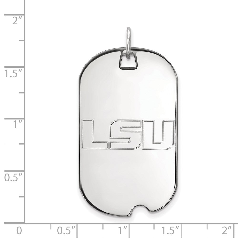 14K White Gold Logoart Louisiana State University L S U Large Dog Tag Pendant