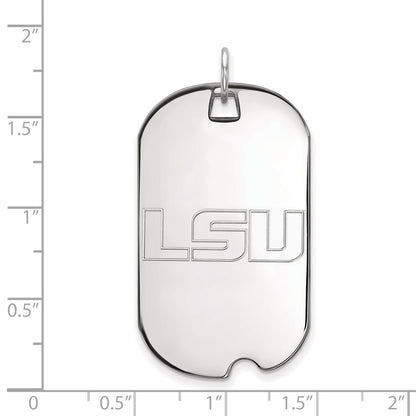 14K White Gold Logoart Louisiana State University L S U Large Dog Tag Pendant