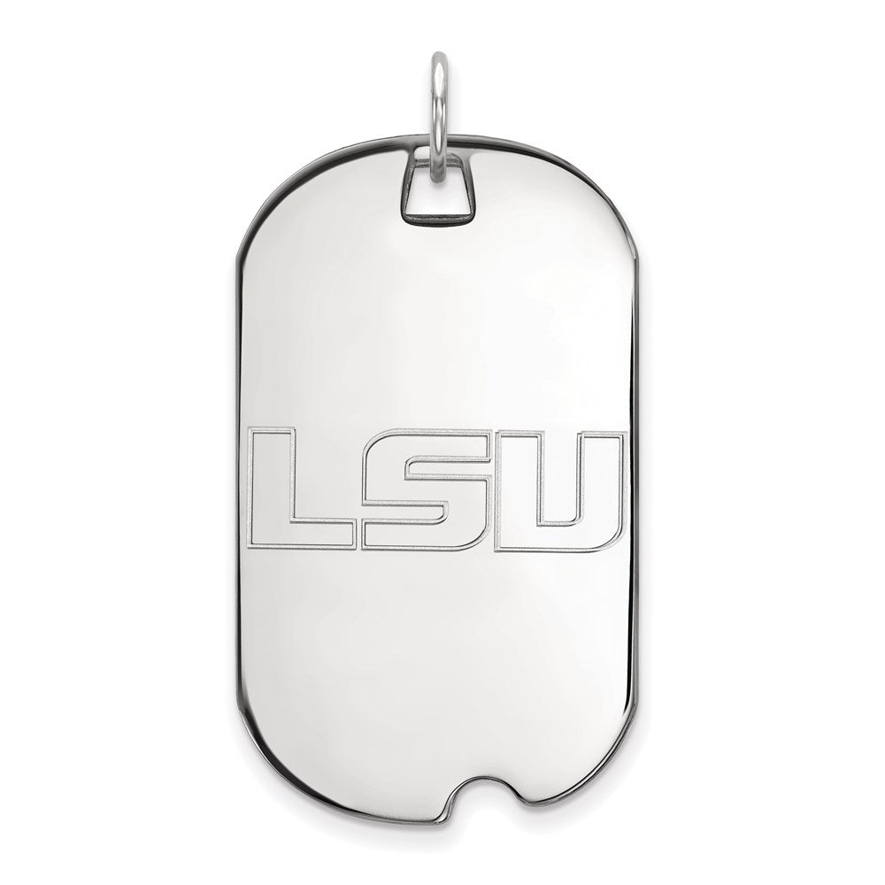 10K White Gold Logoart Louisiana State University L S U Large Dog Tag Pendant