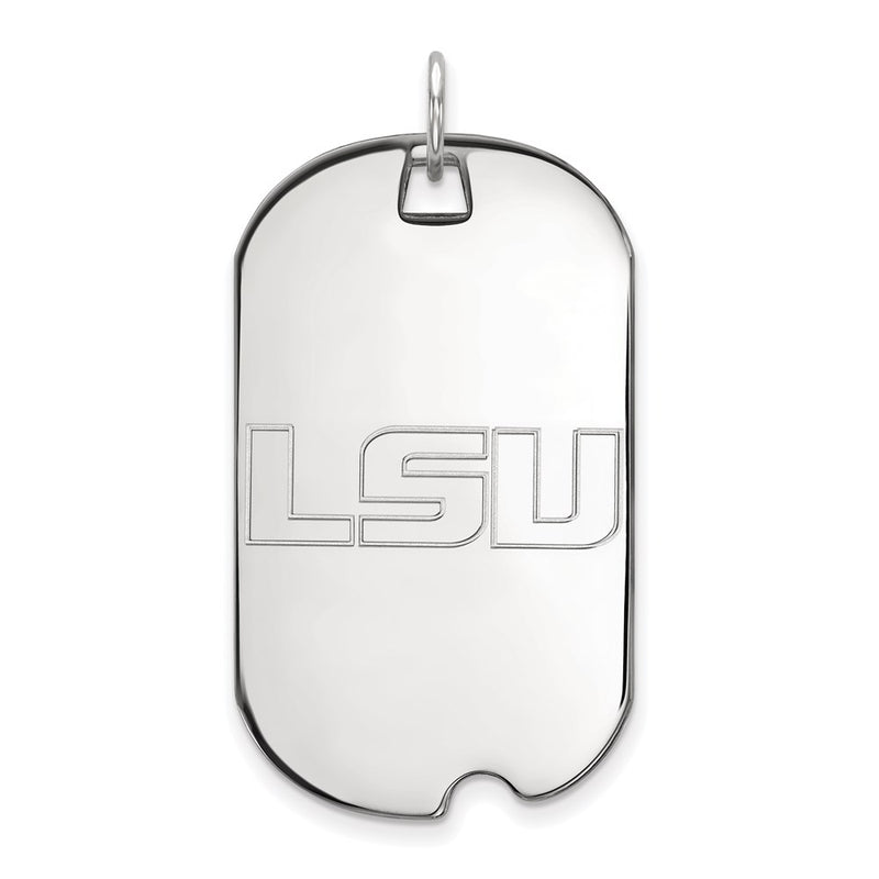 10K White Gold Logoart Louisiana State University L S U Large Dog Tag Pendant