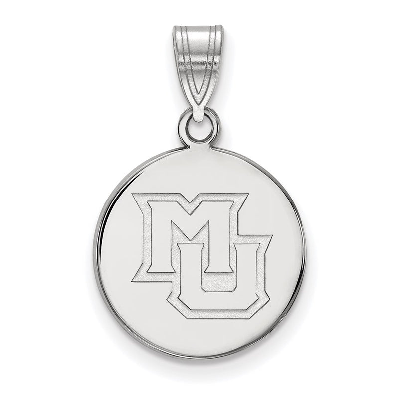 Sterling Silver Rhodium Plated Logoart Marquette University M U Medium Disc Pendant