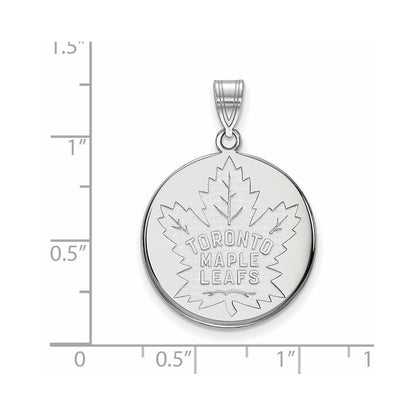 10K White Gold Nhl Logoart Toronto Maple Leafs Large Disc Pendant