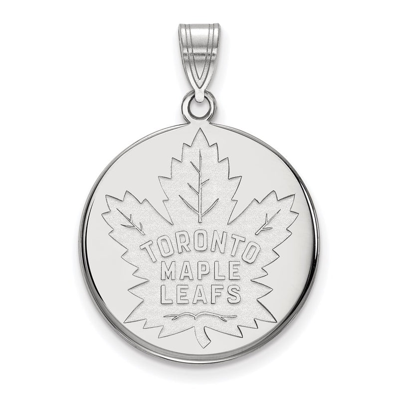 Sterling Silver Rhodium Plated Nhl Logoart Toronto Maple Leafs Large Disc Pendant