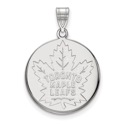 14K White Gold Nhl Logoart Toronto Maple Leafs Large Disc Pendant