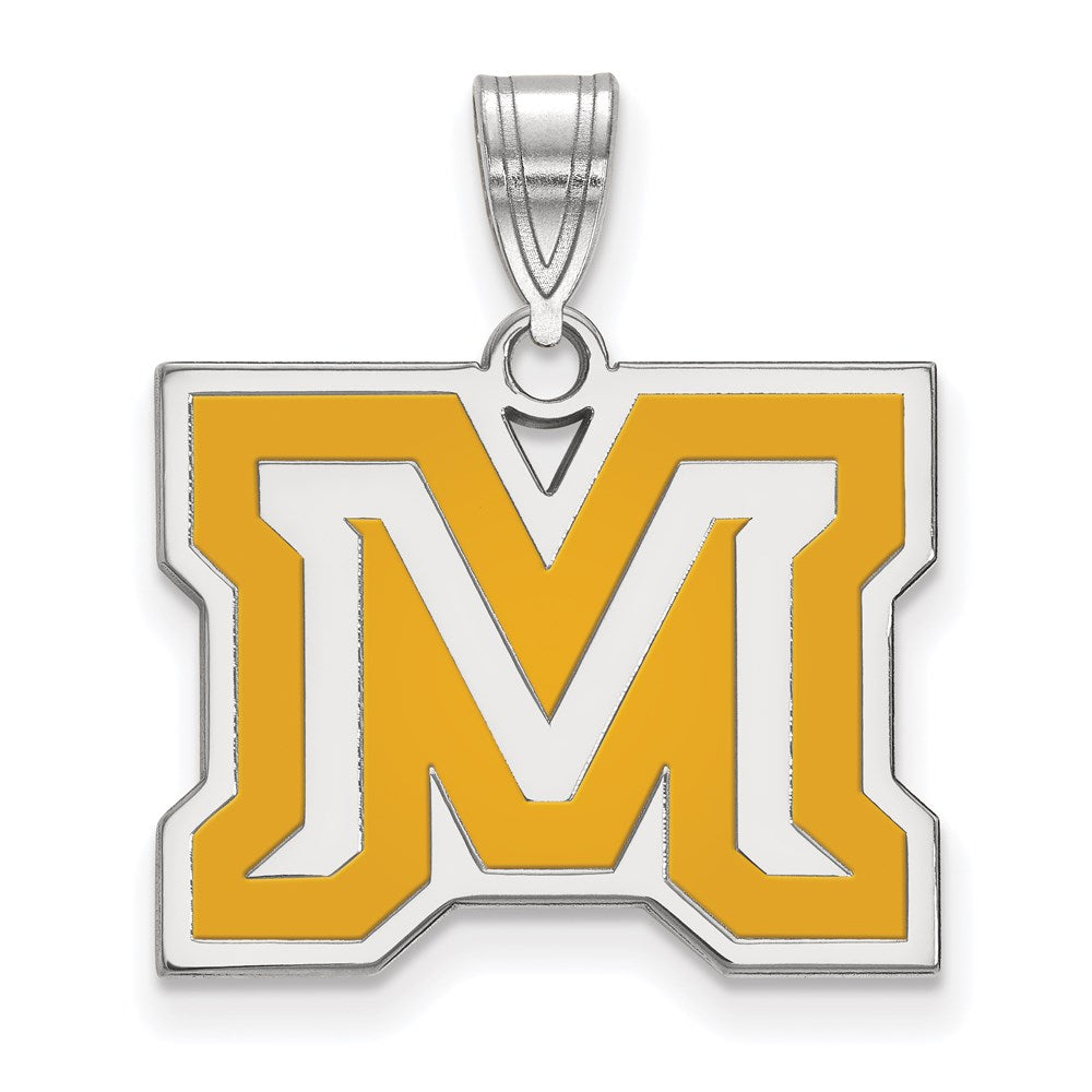 Sterling Silver Rhodium Plated Logoart Montana State University Letter M Medium Enameled Pendant