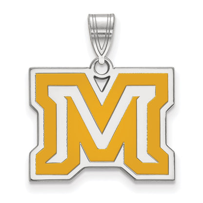 Sterling Silver Rhodium Plated Logoart Montana State University Letter M Medium Enameled Pendant