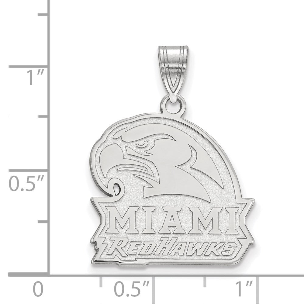 10K White Gold Logoart Miami University Ohio Redhawks Large Pendant