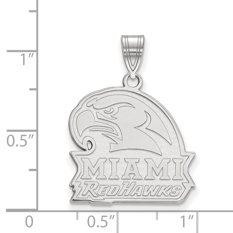 10K White Gold Logoart Miami University Ohio Redhawks Large Pendant