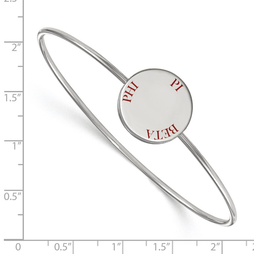 Sterling Silver Rh Plated Logoart Pi Beta Phi Enameled Slip On Bangle Bracelet