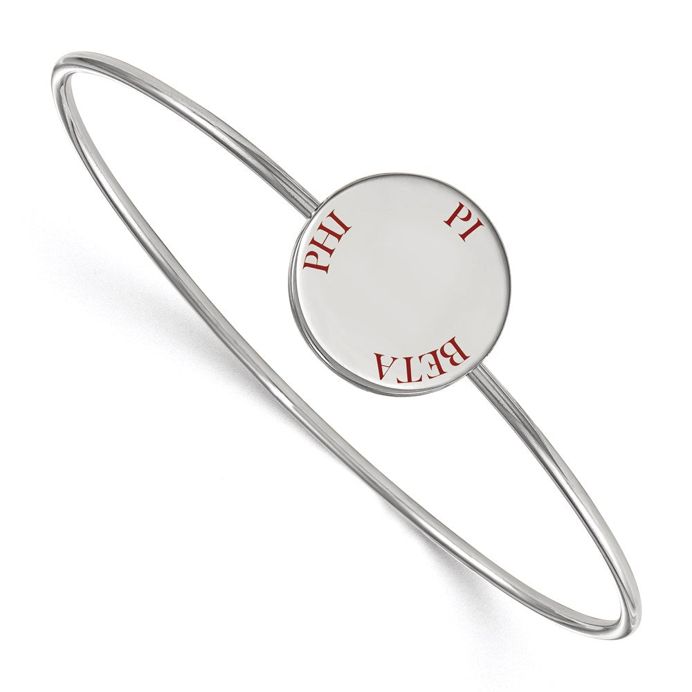 Sterling Silver Rh Plated Logoart Pi Beta Phi Enameled Slip On Bangle Bracelet
