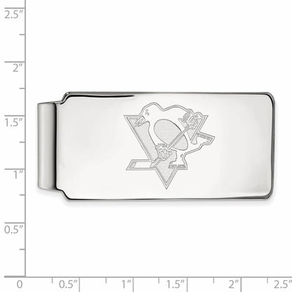 Sterling Silver Rhod-Pltd Nhl Logoart Pittsburgh Penguins Money Clip