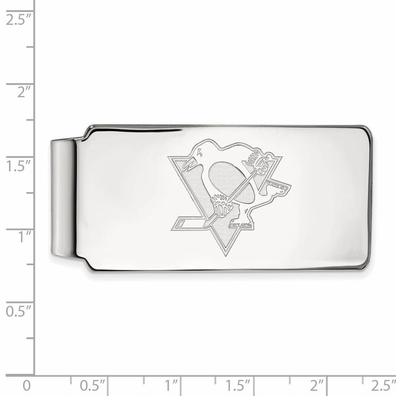 Sterling Silver Rhod-Pltd Nhl Logoart Pittsburgh Penguins Money Clip