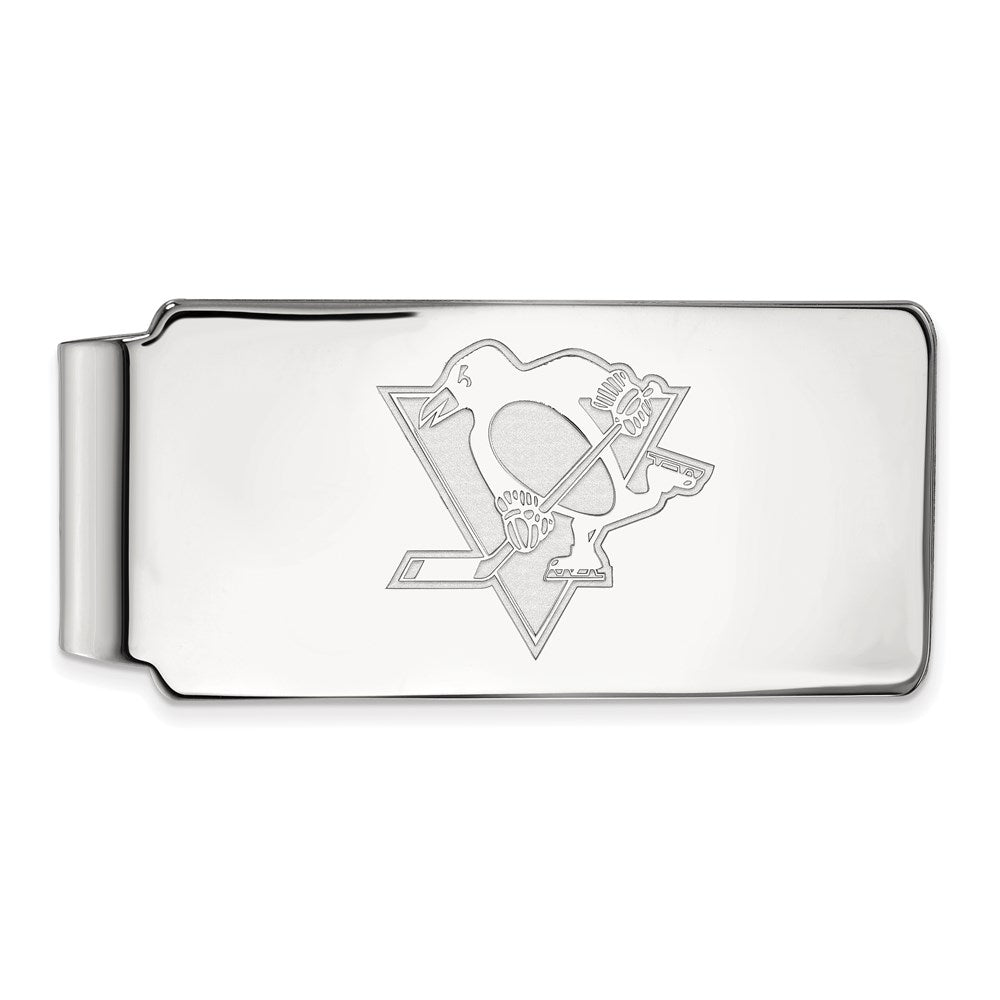 Sterling Silver Rhod-Pltd Nhl Logoart Pittsburgh Penguins Money Clip