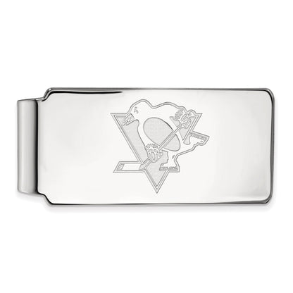 Sterling Silver Rhod-Pltd Nhl Logoart Pittsburgh Penguins Money Clip
