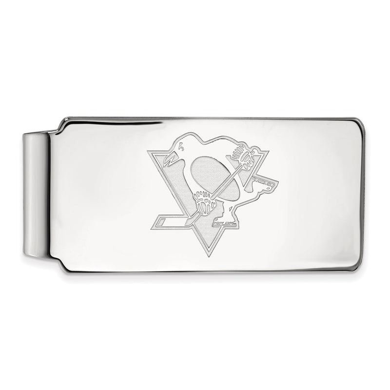Sterling Silver Rhod-Pltd Nhl Logoart Pittsburgh Penguins Money Clip