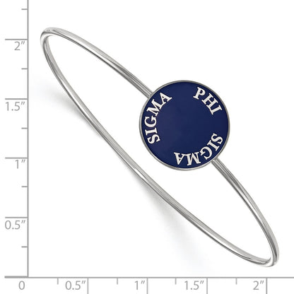 Sterling Silver Rh Plated Logoart Phi Sigma Enameled Slip On Bangle