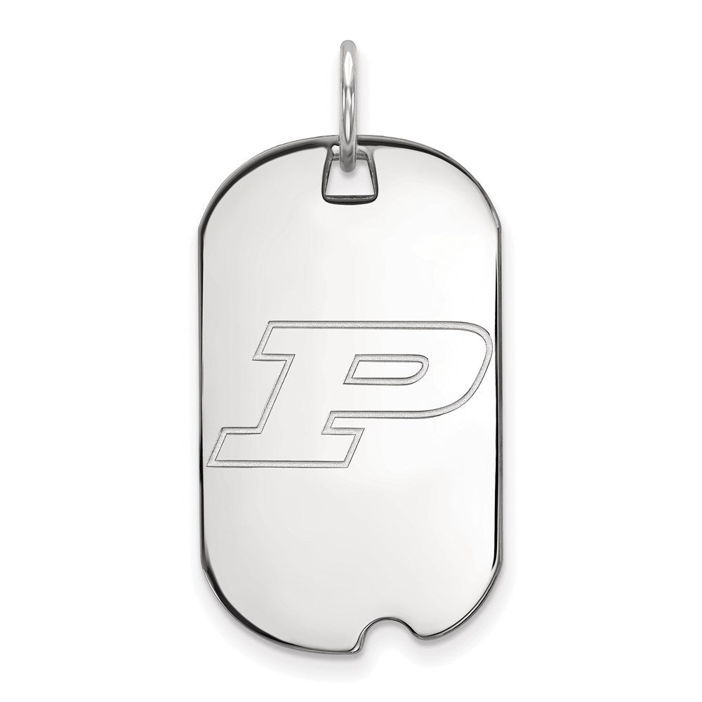 Sterling Silver Rhodium Plated Logoart Purdue University Letter P Small Dog Tag Pendant