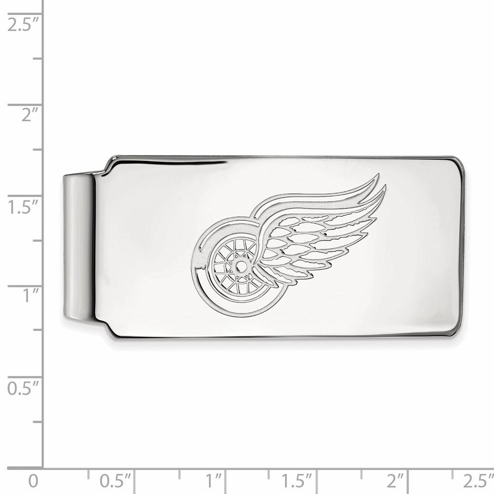 Sterling Silver Rhodium-Plated Nhl Logoart Detroit Red Wings Money Clip