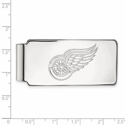 Sterling Silver Rhodium-Plated Nhl Logoart Detroit Red Wings Money Clip