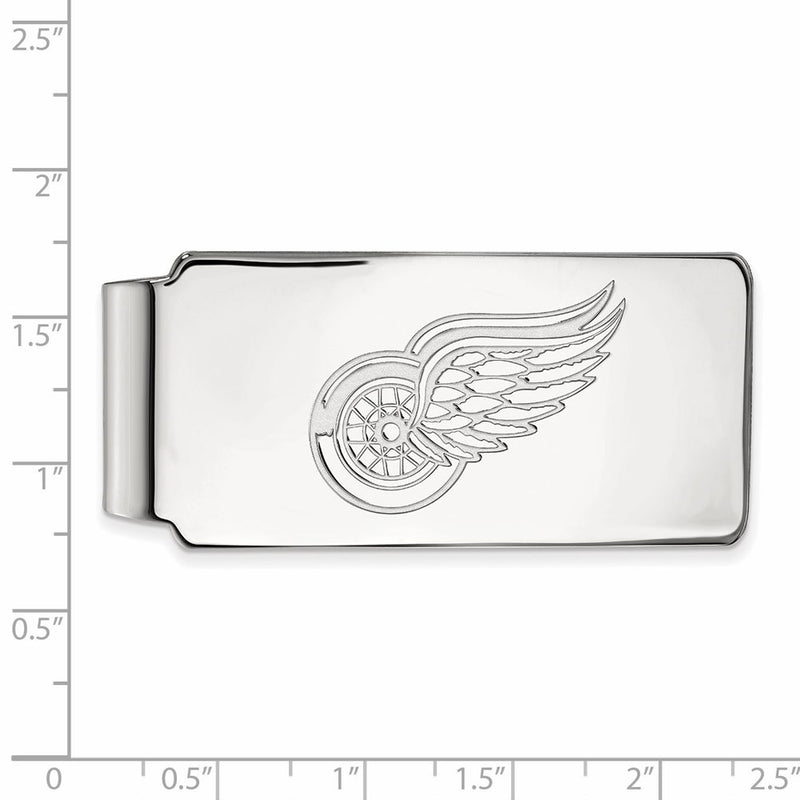 Sterling Silver Rhodium-Plated Nhl Logoart Detroit Red Wings Money Clip