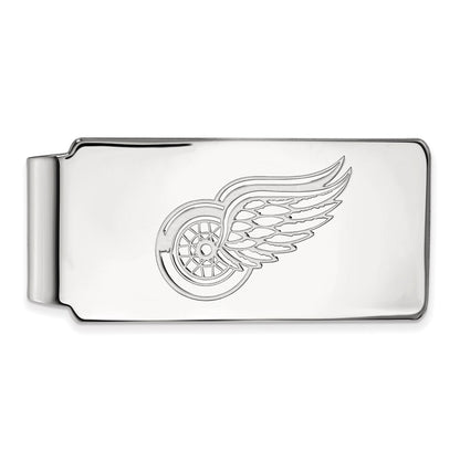 Sterling Silver Rhodium-Plated Nhl Logoart Detroit Red Wings Money Clip