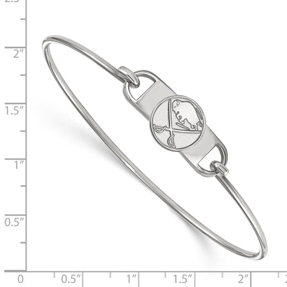 Sterling Silver Rhodium Plated Nhl Logoart Buffalo Sabres Small Center 7 Inch Wire Bangle