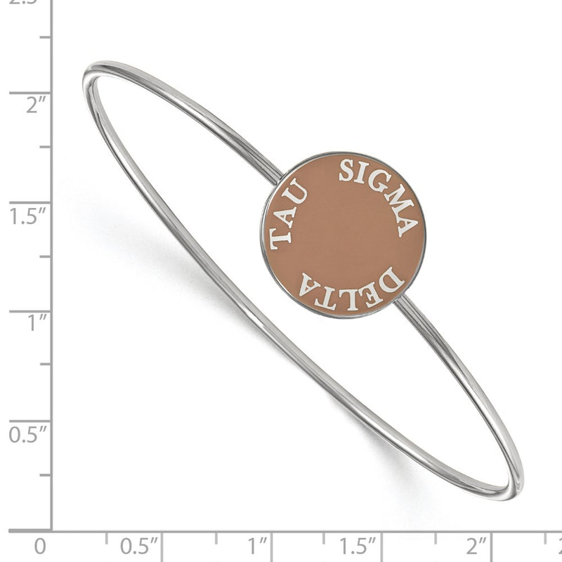 Sterling Silver Rh Plated Logoart Sigma Delta Tau Enameled Slip On Bangle