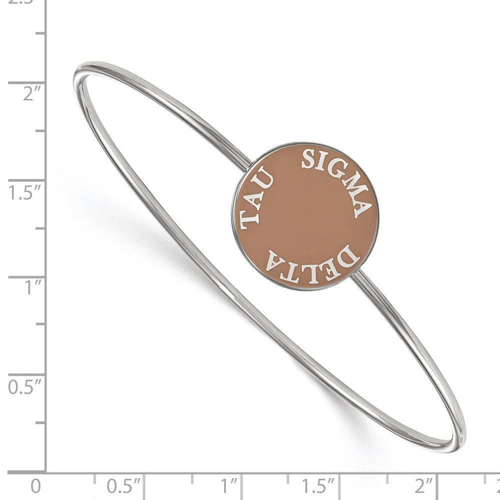 Sterling Silver Rh Plated Logoart Sigma Delta Tau Enameled Slip On Bangle Bracelet