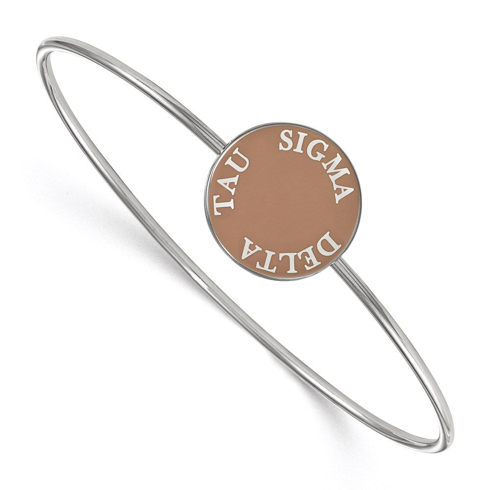 Sterling Silver Rh Plated Logoart Sigma Delta Tau Enameled Slip On Bangle Bracelet