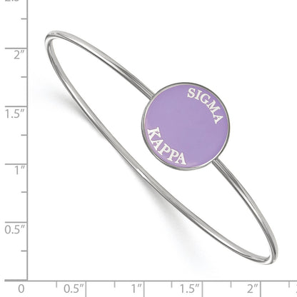 Sterling Silver Rh Plated Logoart Sigma Kappa Enameled Slip On Bangle Bracelet