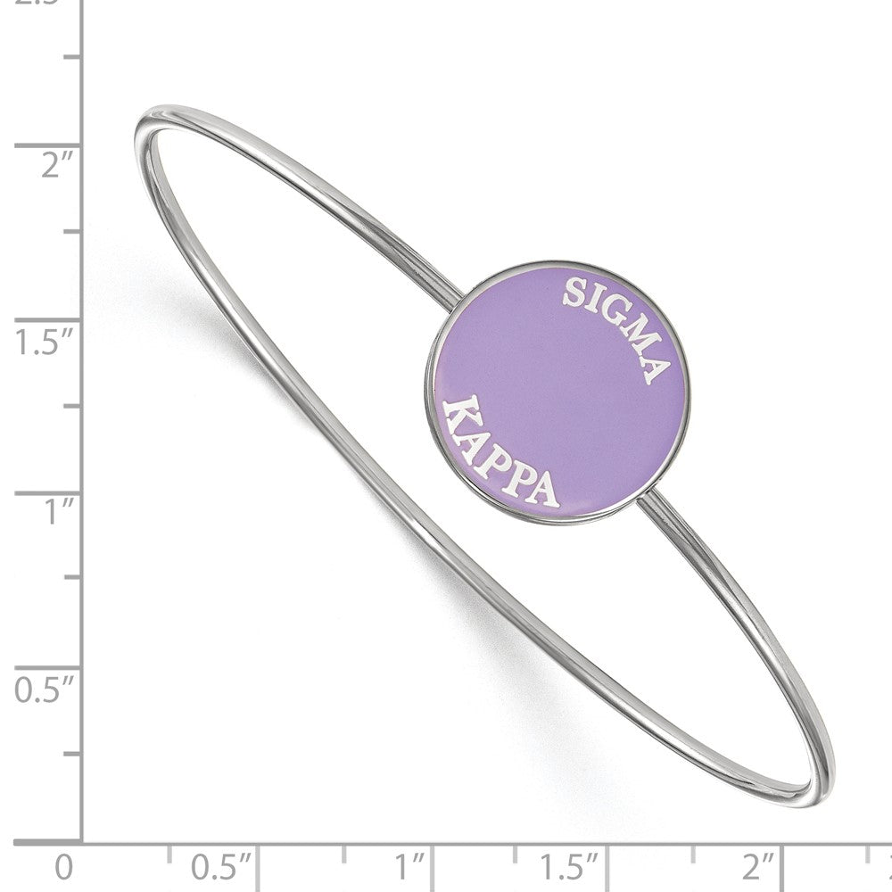 Sterling Silver Rh Plated Logoart Sigma Kappa Enameled Slip On Bangle Bracelet