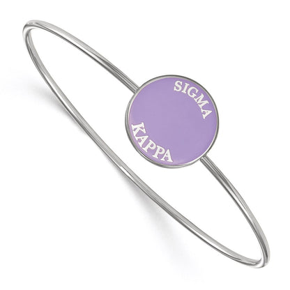 Sterling Silver Rh Plated Logoart Sigma Kappa Enameled Slip On Bangle Bracelet